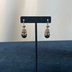 Black Stone Filagree Dangle Earrings